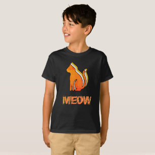 Cute Cat, Orange & Yellow Animal, Abstract Pop Art T-Shirt