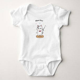 Cute Cat Orchestra Conductor Baby Bodysuit
