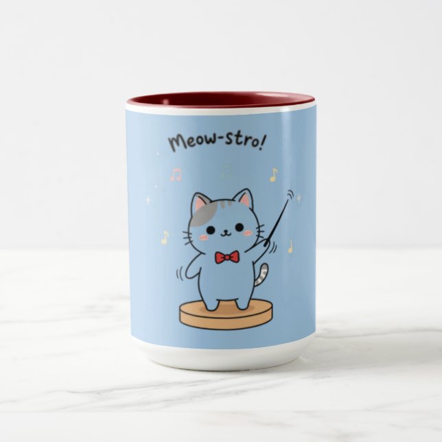 Cute Cat Orchestra Conductor Mug (Center)