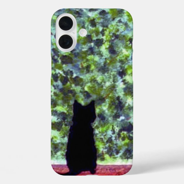 Cute Cat Painting, Black Cat Case-Mate iPhone Case (Back)