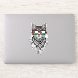 Cute Cat Palestine Flag Glasses Keffiyeh scarf