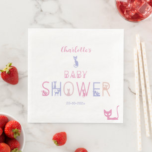 Cute Cat Pastel Colour Baby Shower Napkin