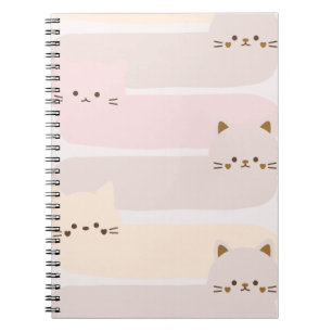 Cute cat pastel colour pink yellow brown design notebook