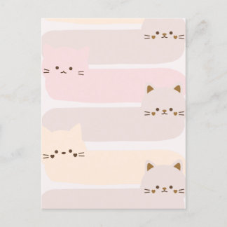 Cute cat pastel colour pink yellow brown design postcard