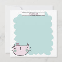 Cute Cat Pastel Teal Lilac Personalised