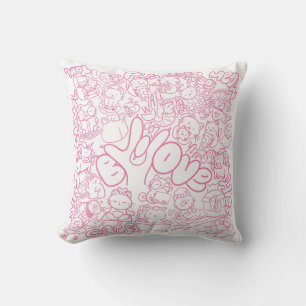 Cute Cat Patten with ASL ILY sign - ASL Design Cushion