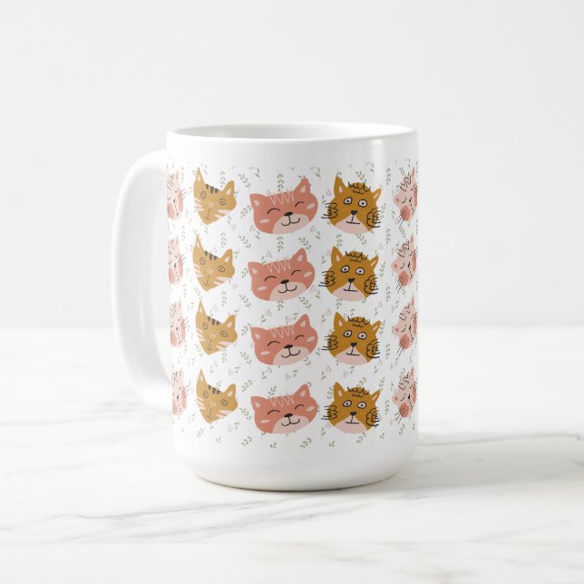 Cute Cat Pattern #2 Coffee Mug (Front Left)