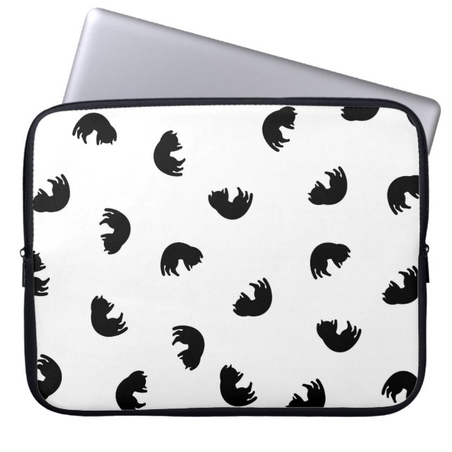 CUTE Cat Pattern Black and White Laptop Sleeve (Front)