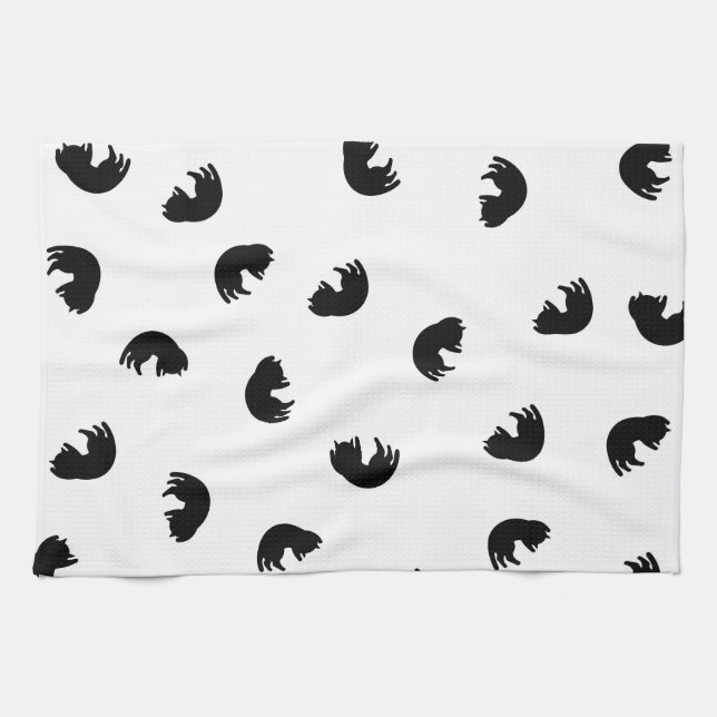 CUTE Cat Pattern Black and White Tea Towel (Horizontal)