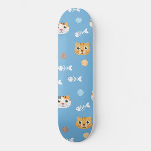 Cute cat pattern cats and fish skateboard