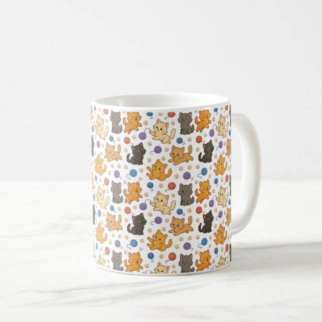 Cute Cat Pattern Coffee Mug (Front Right)