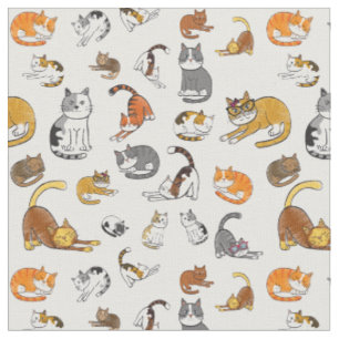cute cat pattern design for cat lovers- white back fabric