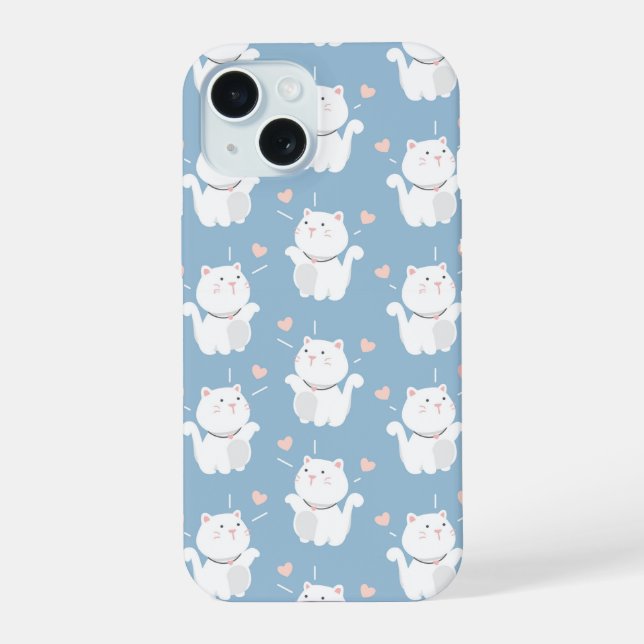 Cute cat pattern design iPhone 15 case (Back)