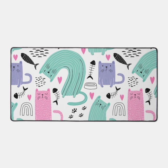 Cute Cat Pattern Desk Mat (Front)