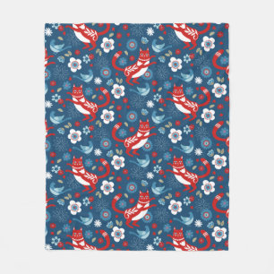 Cute Cat Pattern Fleece Blanket