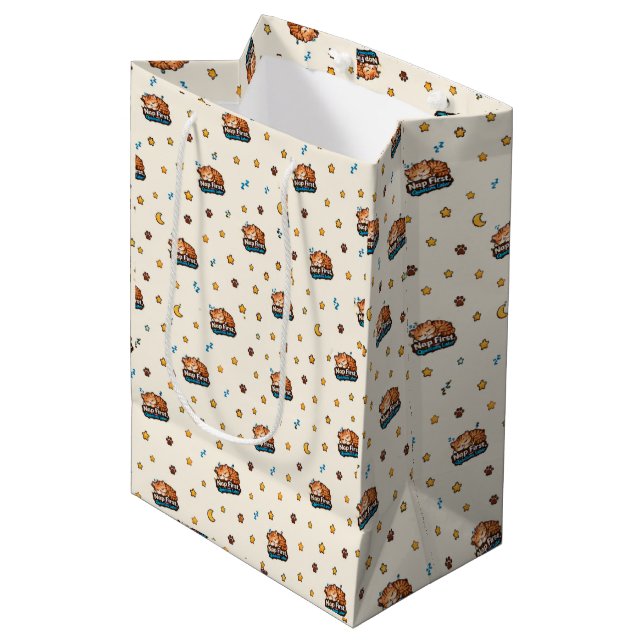 Cute Cat Pattern Gift Bag for Cat Lovers (Front Angled)