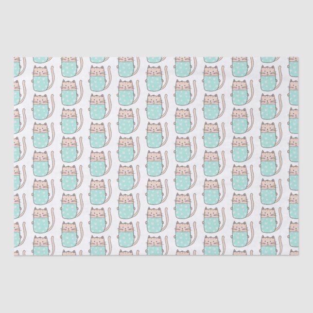 Cute Cat Pattern Girls Birthday Tissue Paper (Front)