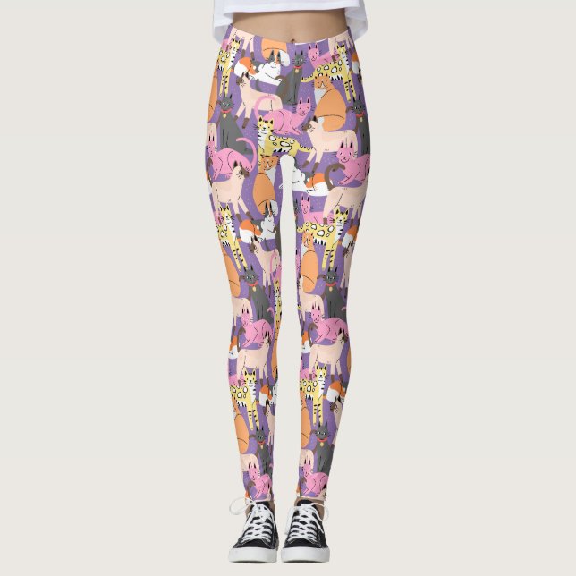 Cute Cat Pattern Leggings (Front)