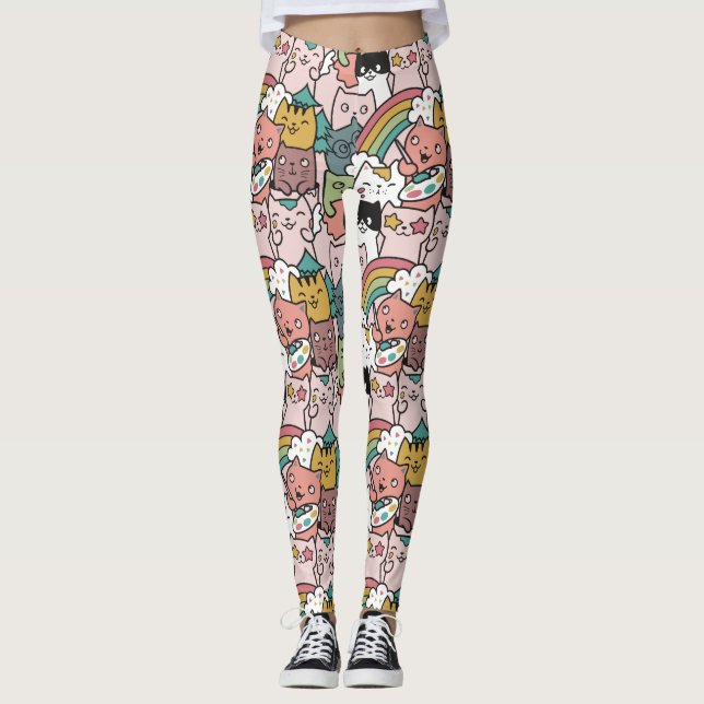 Cute Cat Pattern Leggings (Front)