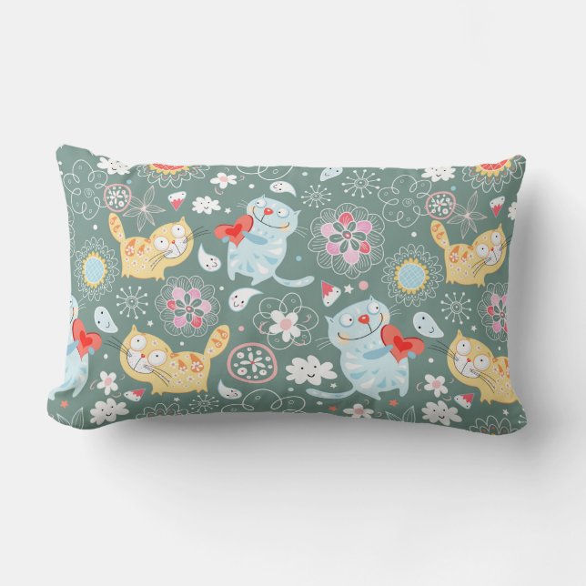 Cute Cat Pattern Lumbar Cushion (Front)