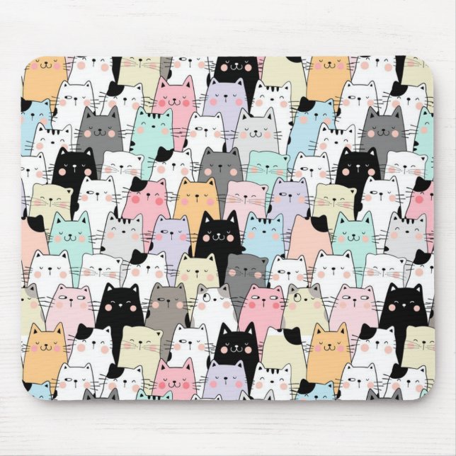 Cute Cat Pattern Mouse Pad (Front)