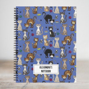Cute Cat Pattern Personalised  Notebook