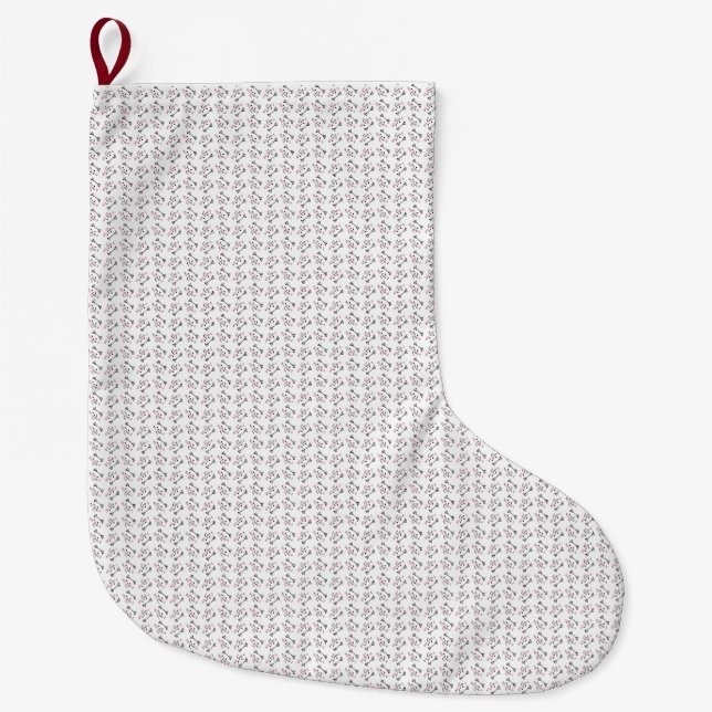 Cute Cat Pattern Seamless Background Large Christmas Stocking (Front)