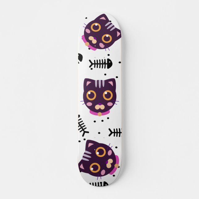 Cute Cat Pattern Skateboard (Front)