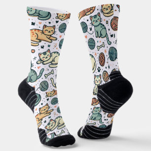 Cute Cat Pattern Socks - Adorable Feline Design 