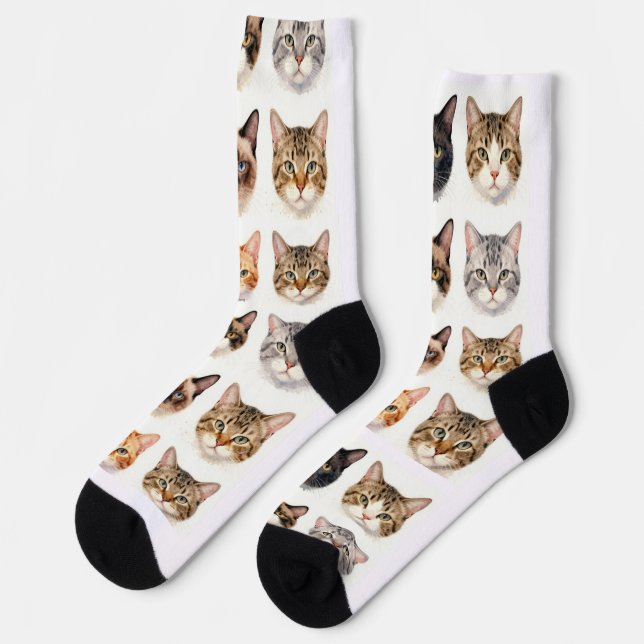 Cute Cat Pattern Socks – Funny Cat Lover Gift (Left)