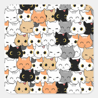 Cute cat pattern  square sticker