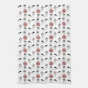 Cute cat pattern tea towel
