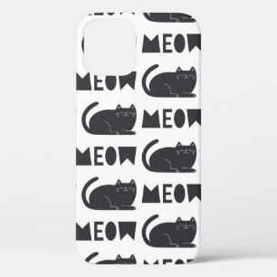 cute cat pattern. Vintage illustration iPhone 12 Case