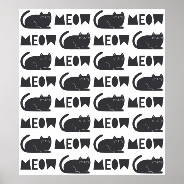 cute cat pattern. Vintage illustration Poster (Front)