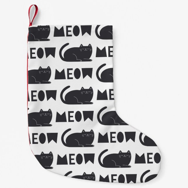 cute cat pattern. Vintage illustration Small Christmas Stocking (Front)