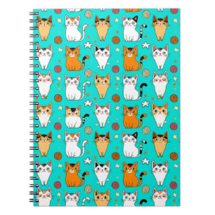 Cute Cat Pattern With Colourful Cats, Yarn Balls Notebook
