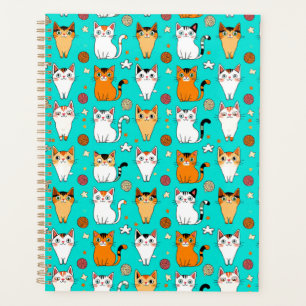 Cute Cat Pattern With Colourful Cats, Yarn Balls Planner