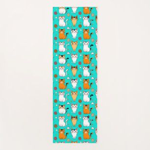Cute Cat Pattern With Colourful Cats, Yarn Balls Yoga Mat