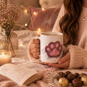  Cute Cat Paw "MEOW" Calligraphy – Adorable Kitty  Coffee Mug