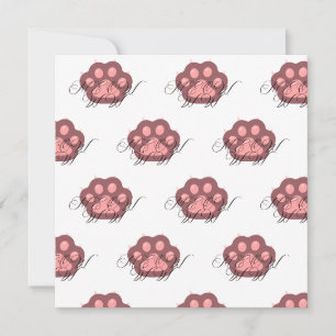 Cute Cat Paw "MEOW" Calligraphy – Adorable Kitty Invitation