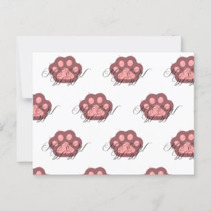 Cute Cat Paw "MEOW" Calligraphy – Adorable Kitty Postcard