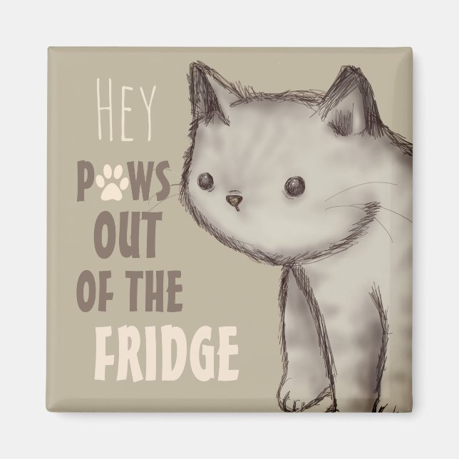 Cute Cat Paws Out of the Fridge Magnet (Front)