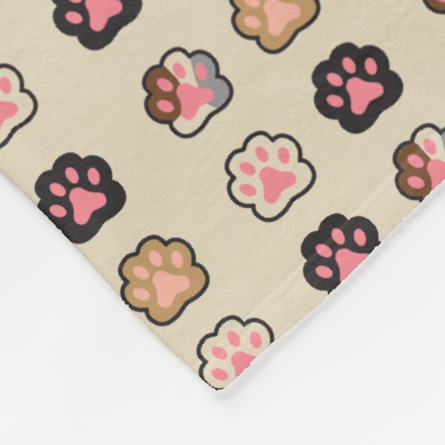 Cute Cat Paws Pattern Fleece Blanket (Corner)