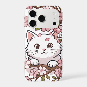 Cute Cat Peeking Through Cherry Blossom Branches