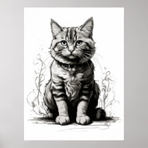 Cute Cat Pencil Sketch
