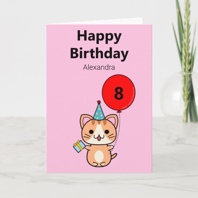 Cute Cat Personalised Birthday Card (Front)