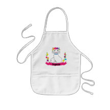 cute cat personalised name kids apron