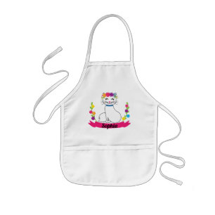 cute cat personalised name kids apron