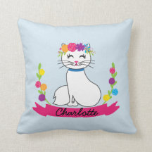cute cat personalised name pillow