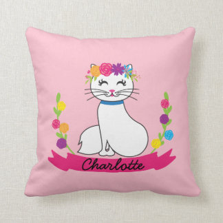 cute cat personalised name pillow